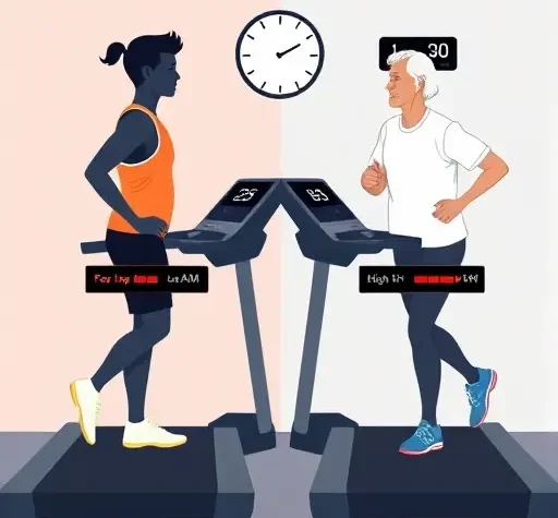 Оптимизация кардио-интервалов под конкретный возраст и время суток без перегрузки суставов